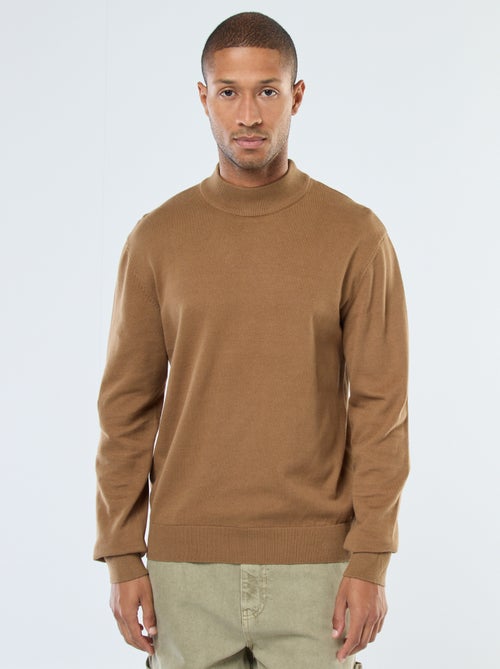 Camisola leve de malha fina com gola alta - Kiabi