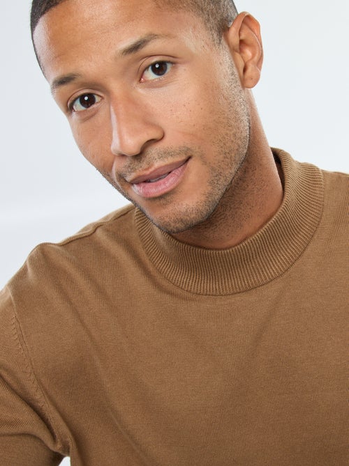 Camisola leve de malha fina com gola alta - Kiabi