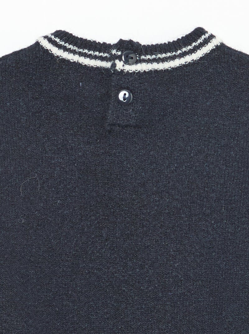 Camisola lisa com bordas contrastantes Azul - Kiabi