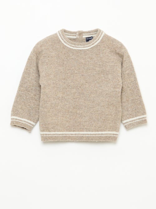 Camisola lisa com bordas contrastantes - Kiabi