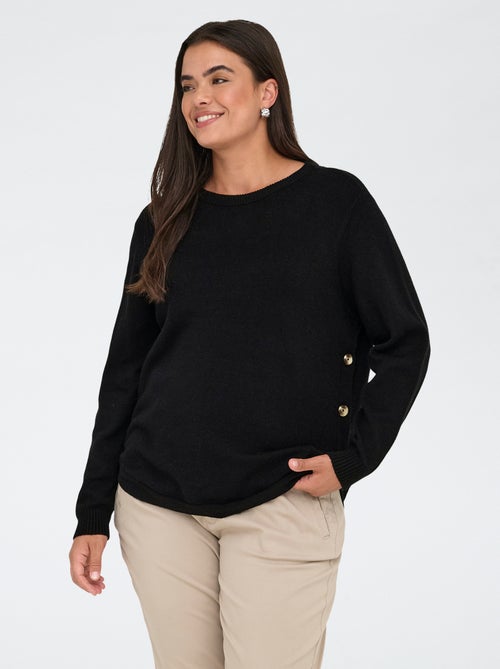 Camisola lisa com botões - Kiabi