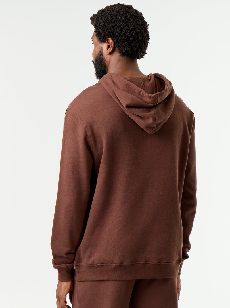 Camisola lisa com capuz Castanho - Kiabi