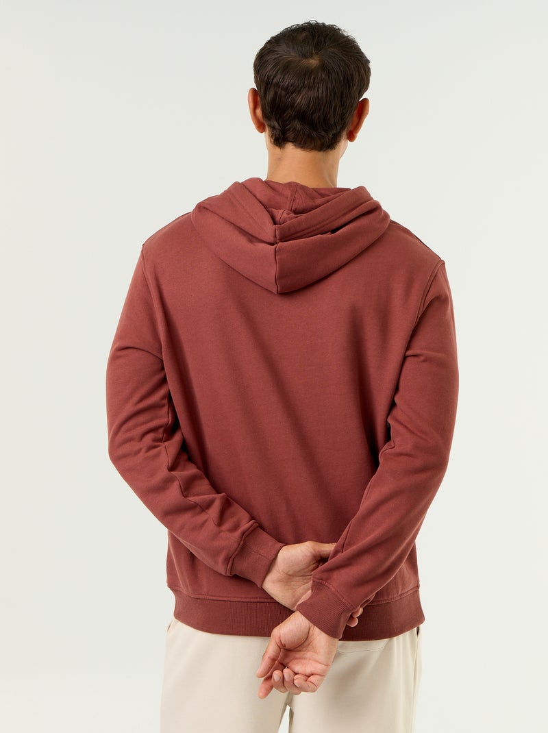 Camisola lisa com capuz Castanho - Kiabi