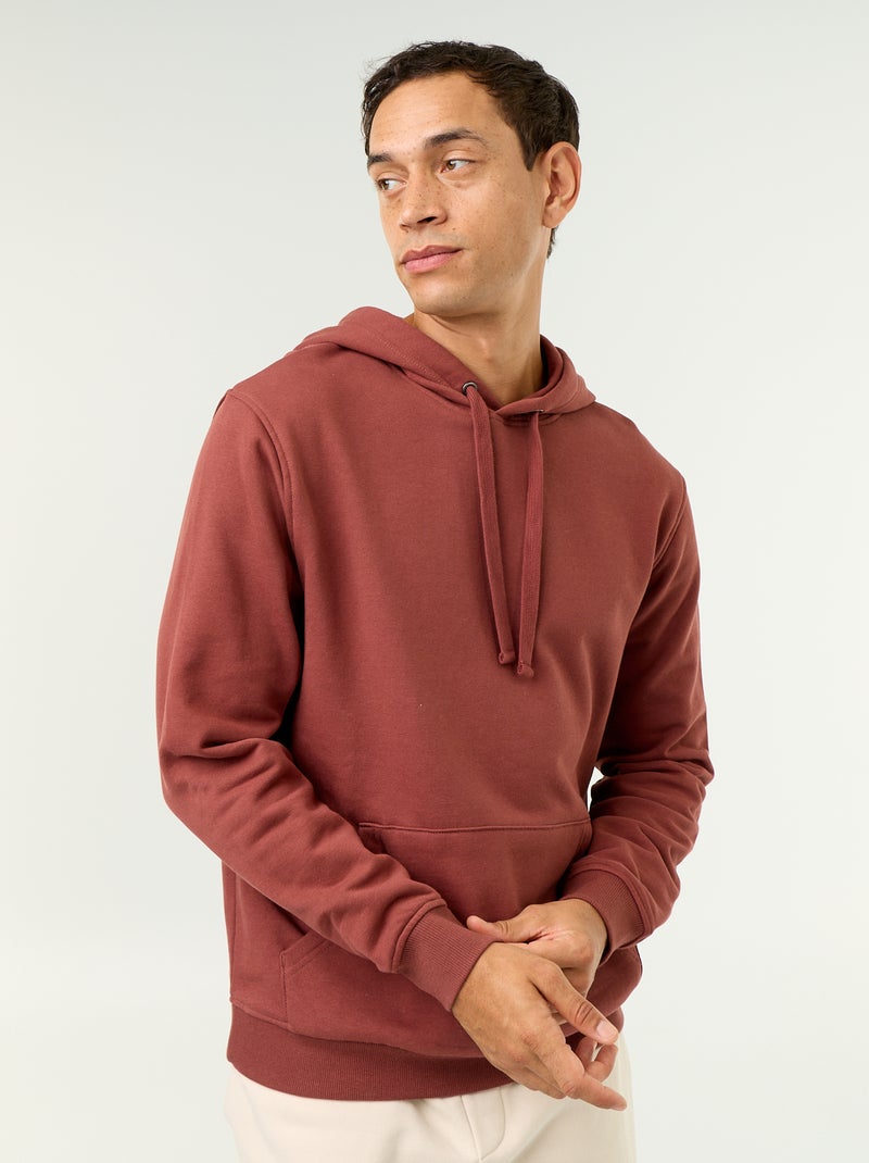 Camisola lisa com capuz Castanho - Kiabi