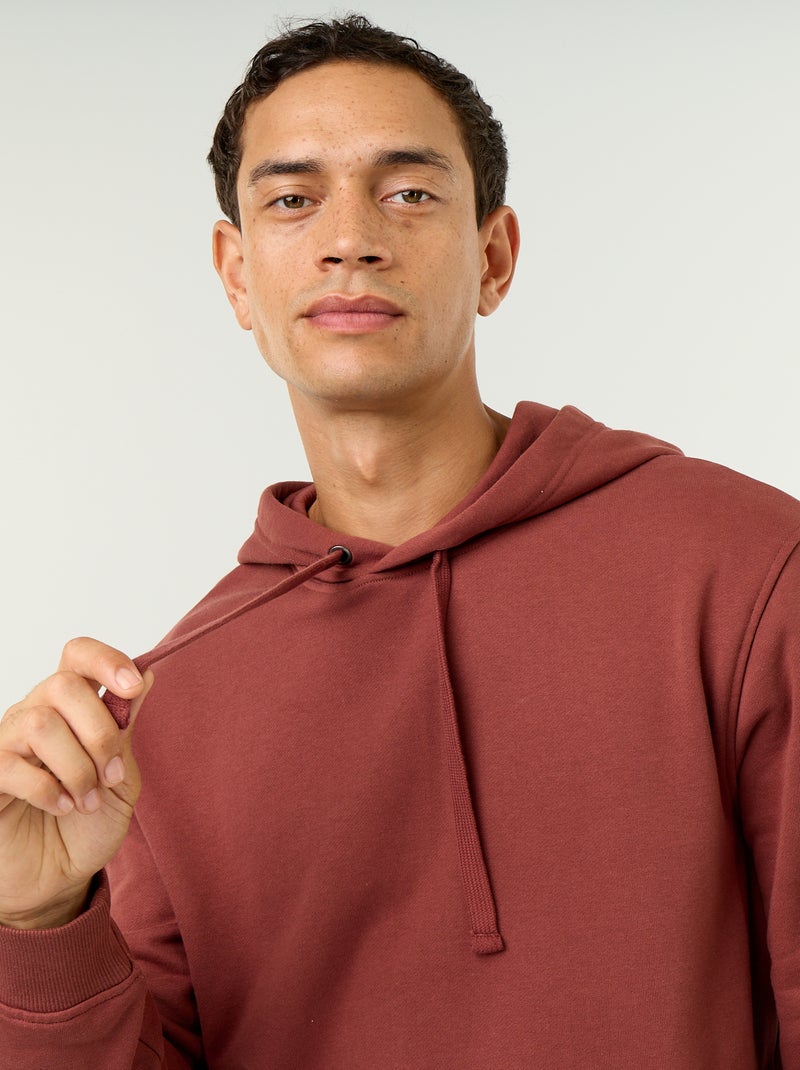 Camisola lisa com capuz Castanho - Kiabi