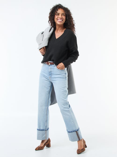 Camisola Lisa com Decote em V - Kiabi