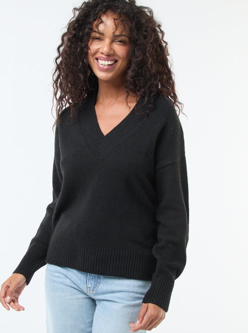 Camisola Lisa com Decote em V - Kiabi