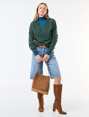 Camisola Lisa com Decote em V