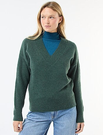 Camisola Lisa com Decote em V