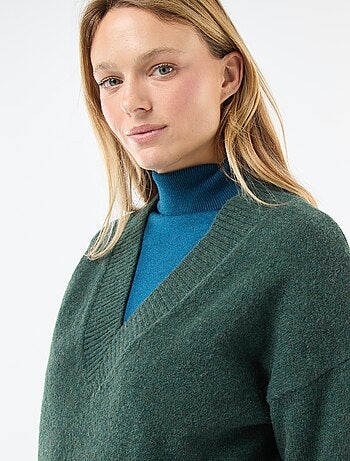 Camisola Lisa com Decote em V