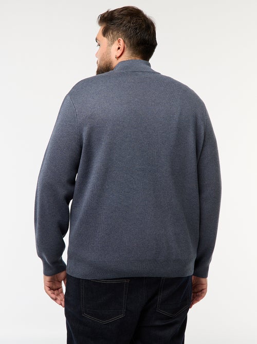 Camisola lisa com gola alta com fecho de correr estilo camionista - Kiabi