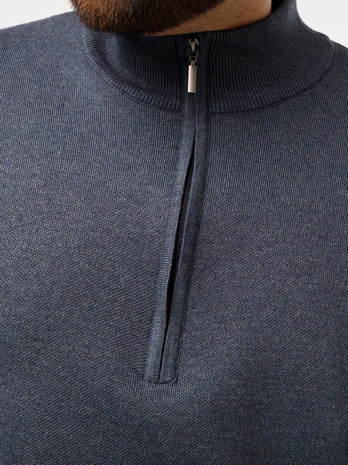 Camisola lisa com gola alta com fecho de correr estilo camionista - Kiabi