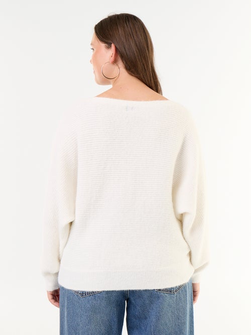 Camisola lisa com gola barco e cavas descaídas - Kiabi
