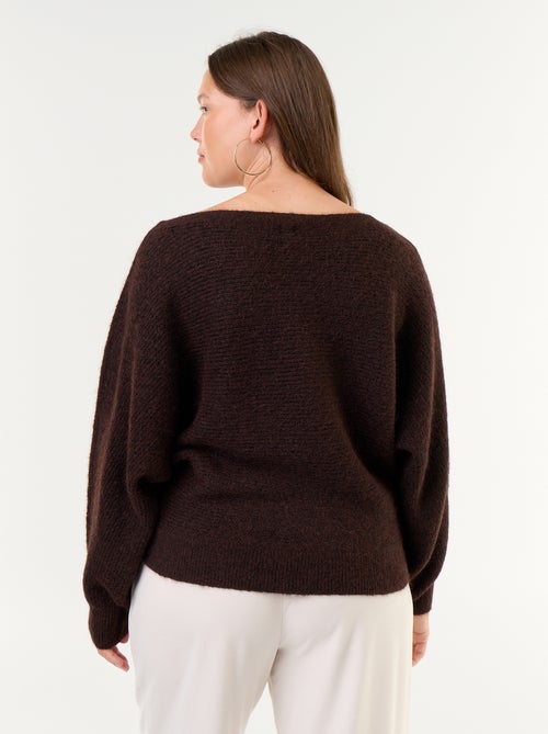 Camisola lisa com gola barco e cavas descaídas - Kiabi