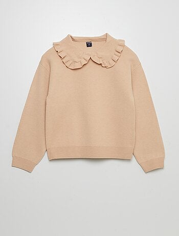 Camisola lisa com gola Claudine