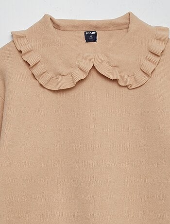 Camisola lisa com gola Claudine