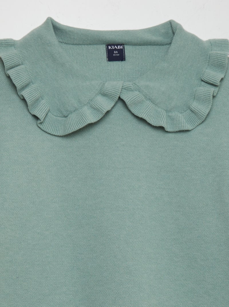 Camisola lisa com gola Claudine VERDE - Kiabi