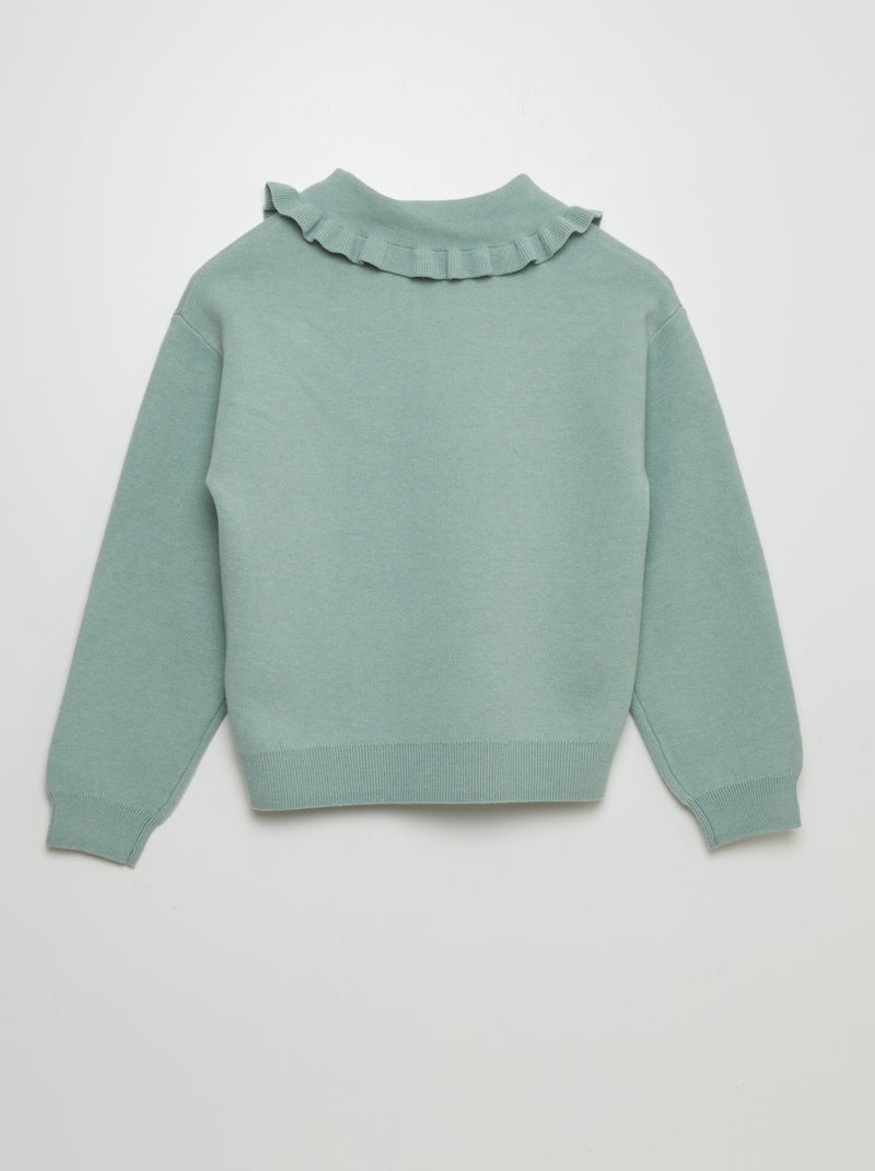 Camisola lisa com gola Claudine VERDE - Kiabi