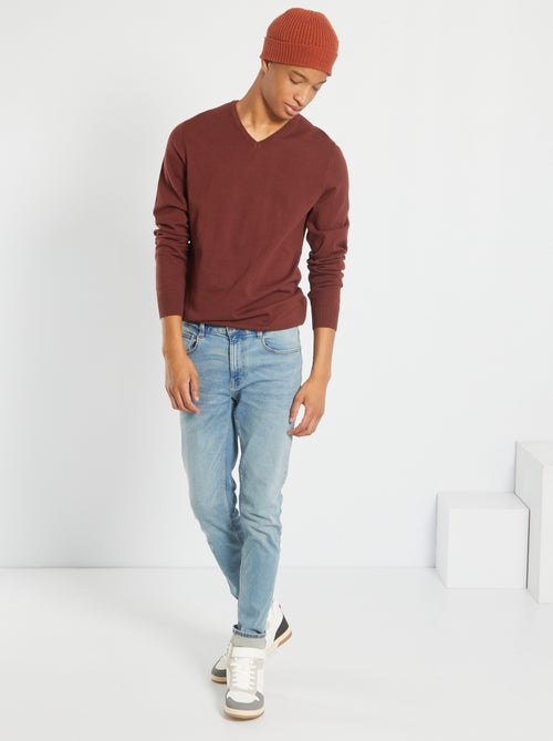 Camisola lisa com gola em bico +1,90 m - Kiabi