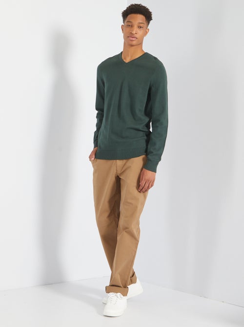 Camisola lisa com gola em bico +1,90 m - Kiabi