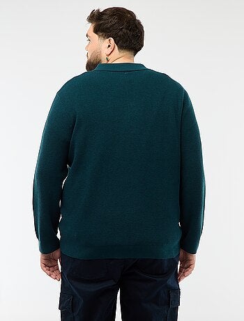 Camisola lisa com gola polo abotoada