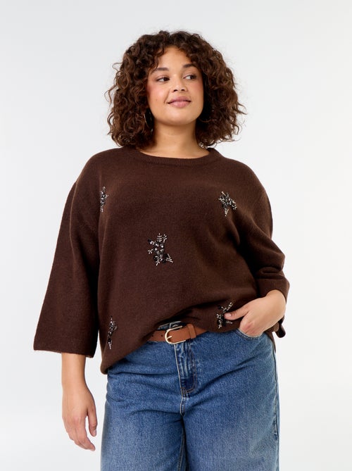 Camisola lisa com strass - Kiabi Camisola lisa com strass - Kiabi