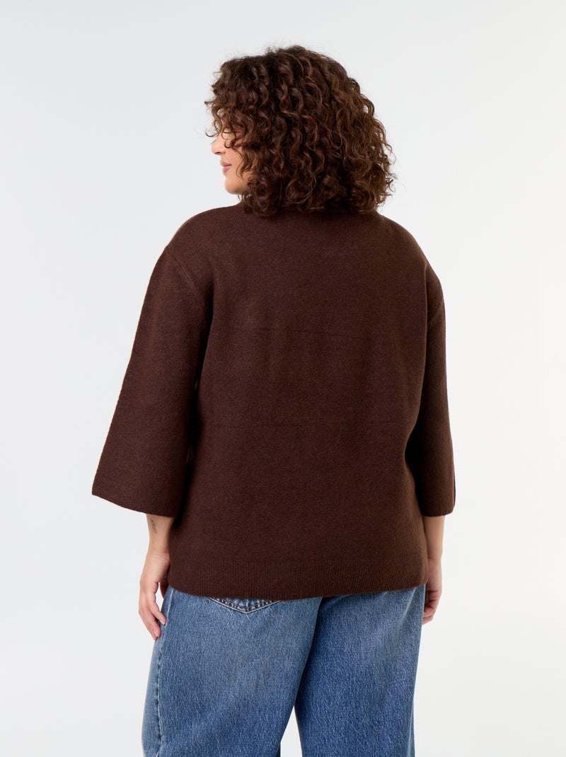 Camisola lisa com strass Castanho - Kiabi