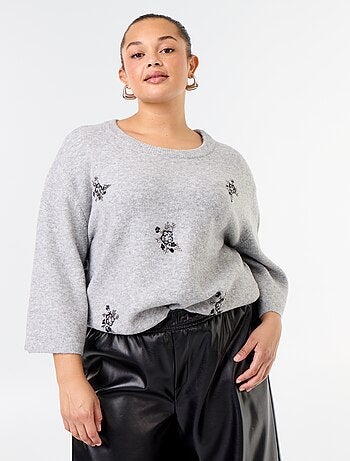 Camisola lisa com strass