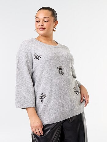 Camisola lisa com strass