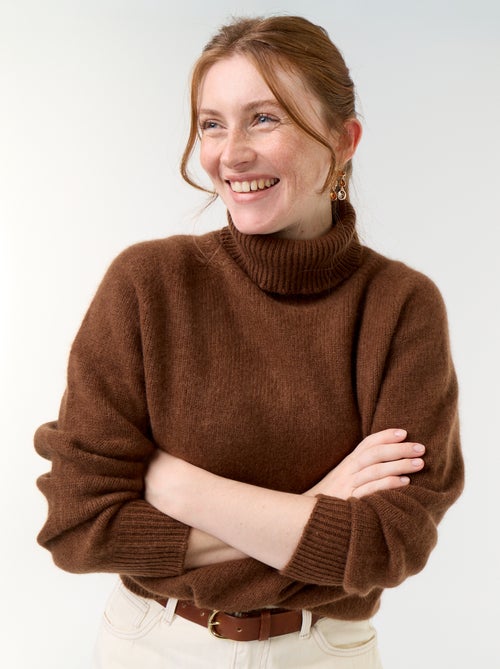 Camisola lisa de gola alta - Kiabi