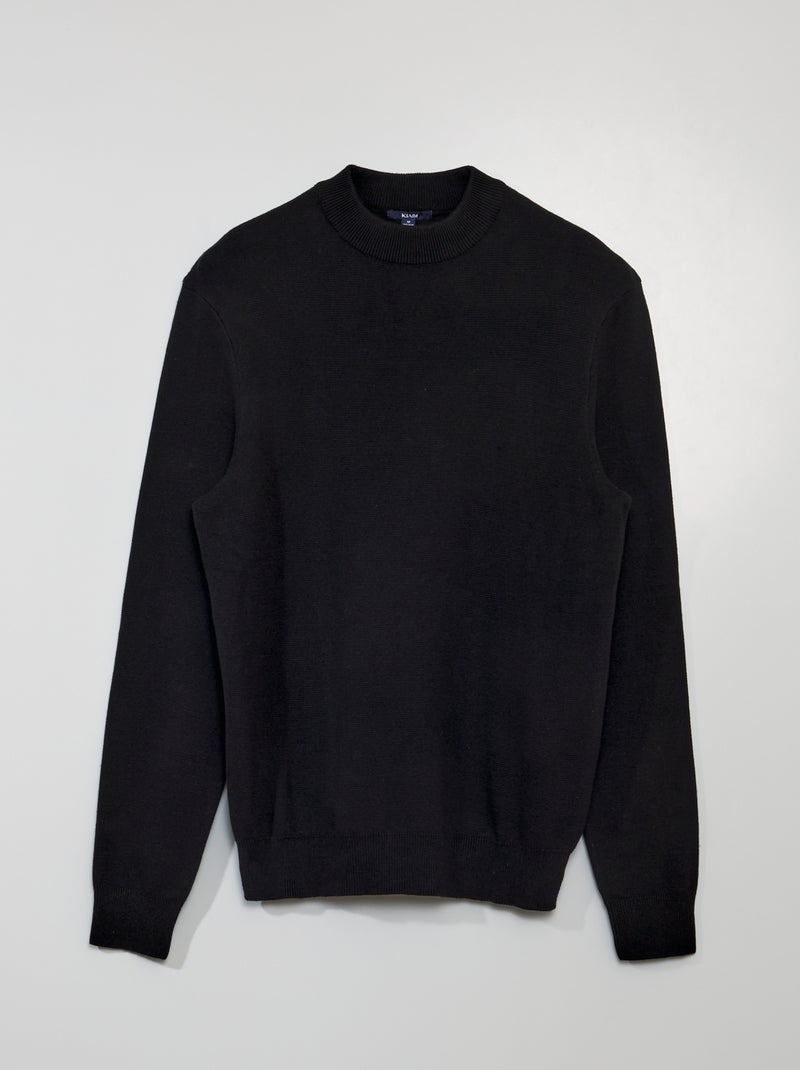 Camisola lisa de gola alta Preto - Kiabi