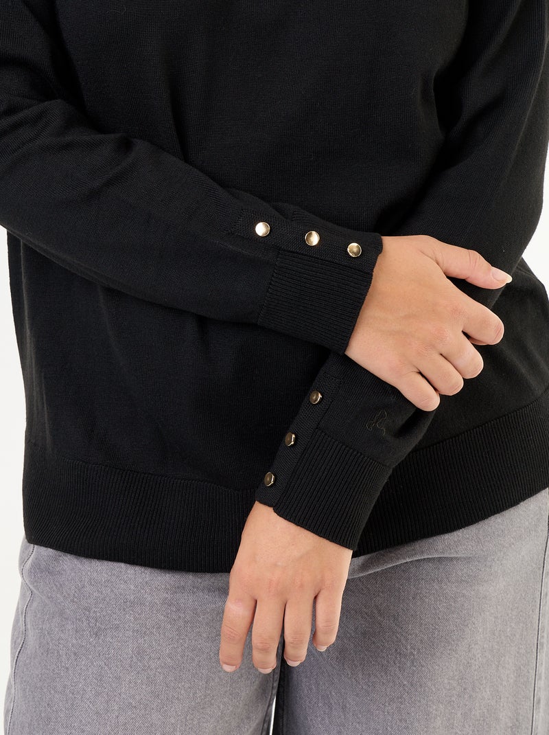 Camisola lisa de gola alta Preto - Kiabi