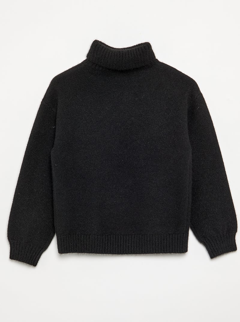 Camisola lisa de gola alta Preto - Kiabi