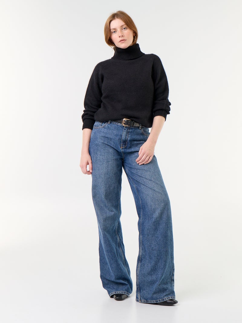Camisola lisa de gola alta Preto - Kiabi