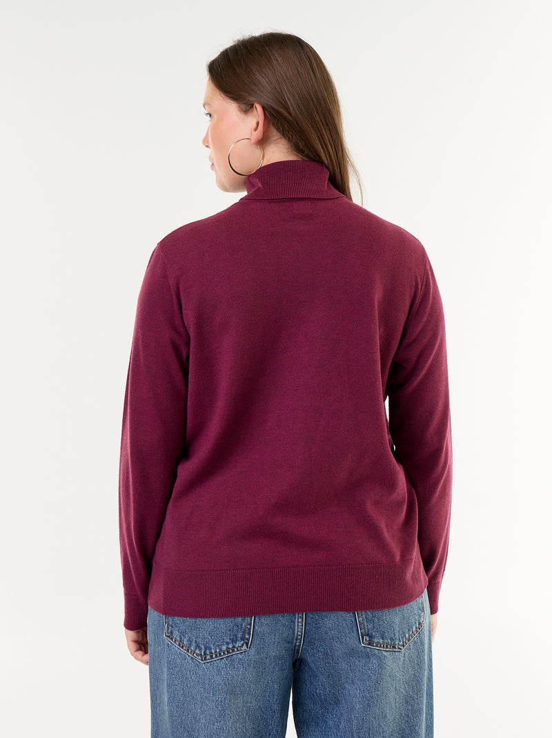 Camisola lisa de gola alta Rosa - Kiabi