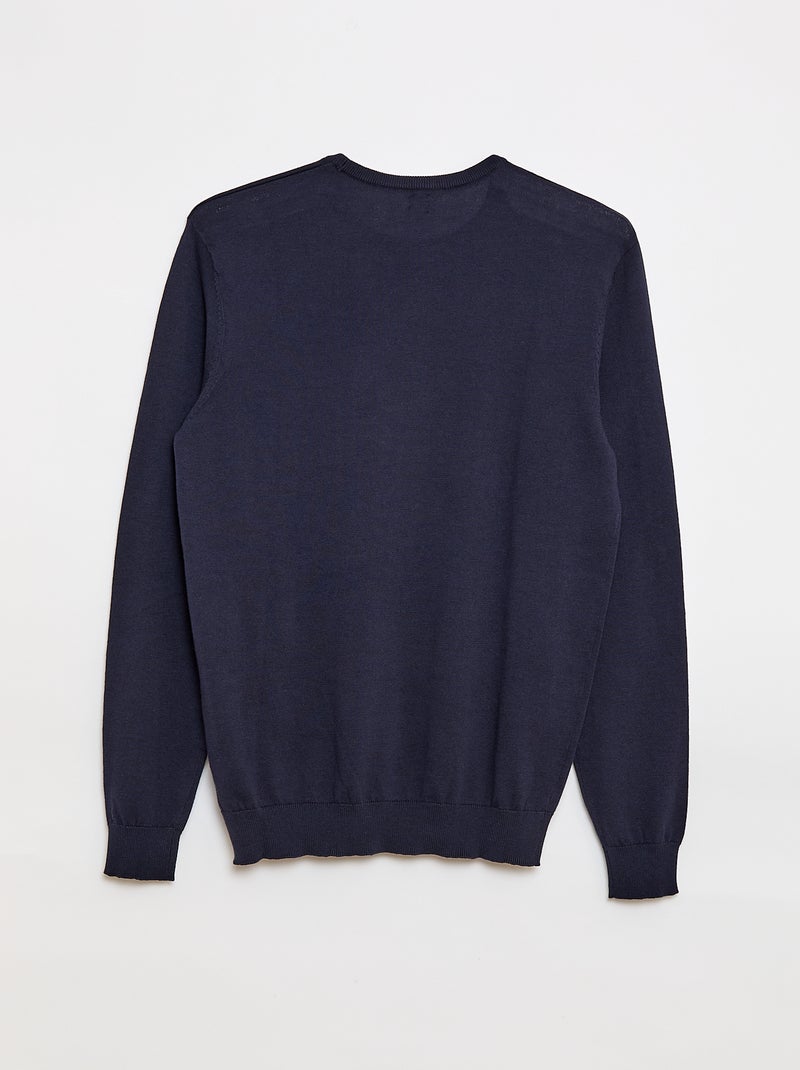 Camisola lisa de gola redonda +1,90 m Azul Marinho - Kiabi