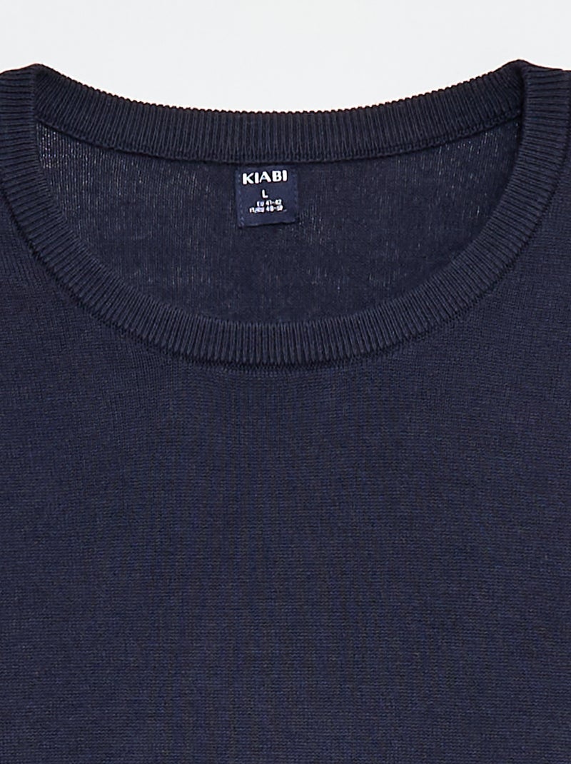 Camisola lisa de gola redonda +1,90 m Azul Marinho - Kiabi