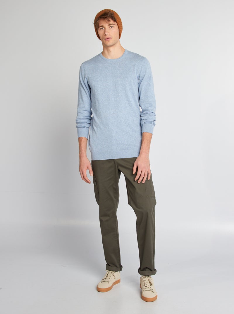 Camisola lisa de gola redonda +1,90 m AZUL - Kiabi