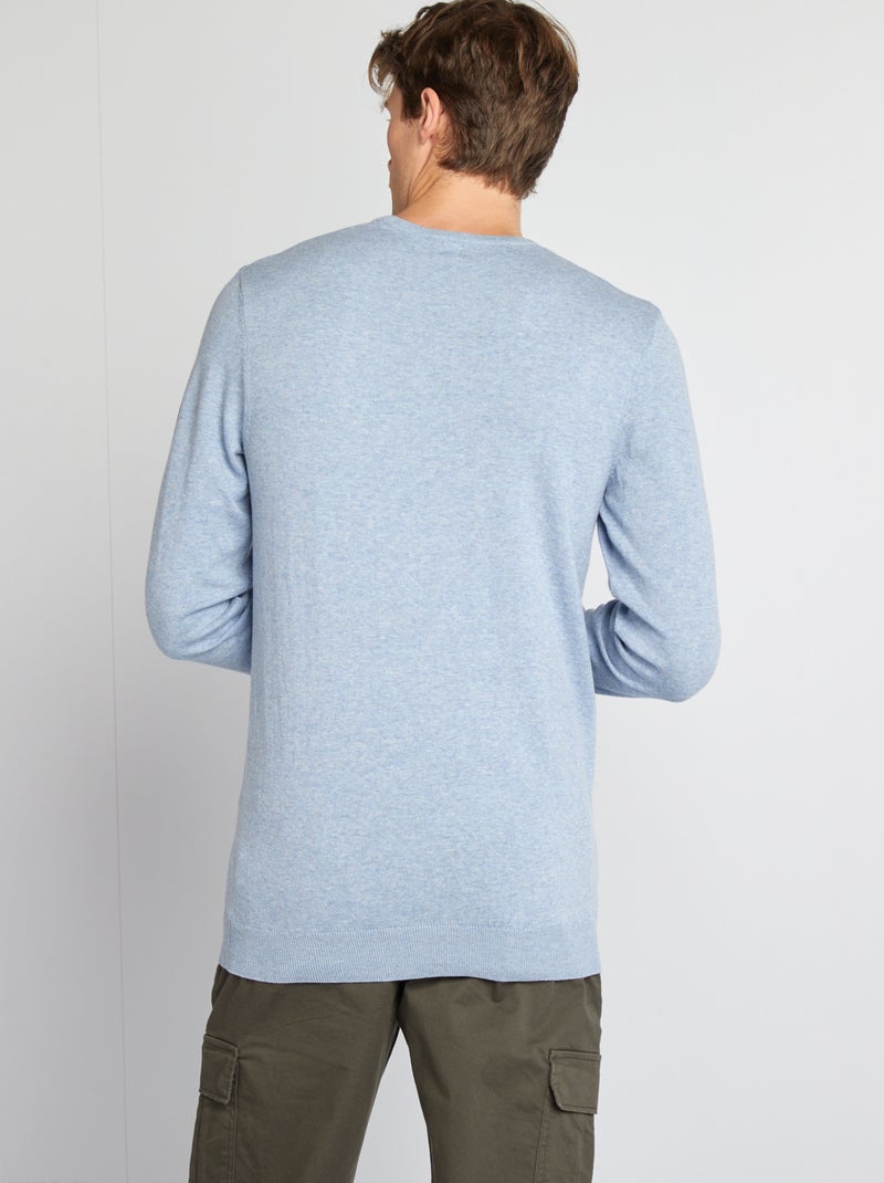Camisola lisa de gola redonda +1,90 m AZUL - Kiabi