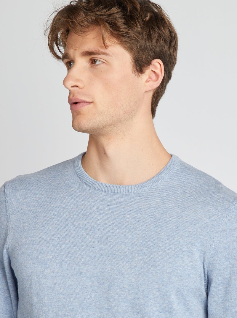 Camisola lisa de gola redonda +1,90 m AZUL - Kiabi