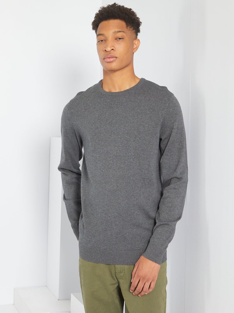 Camisola lisa de gola redonda +1,90 m CINZA - Kiabi