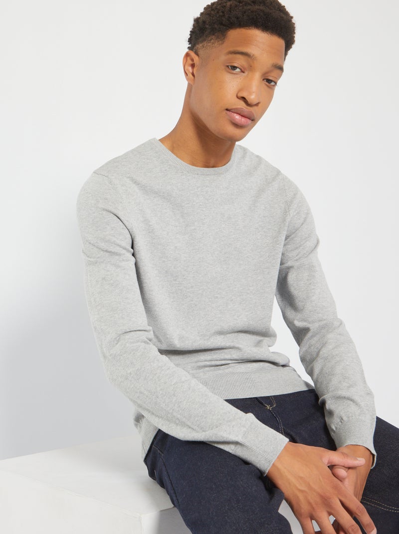 Camisola lisa de gola redonda +1,90 m CINZA - Kiabi