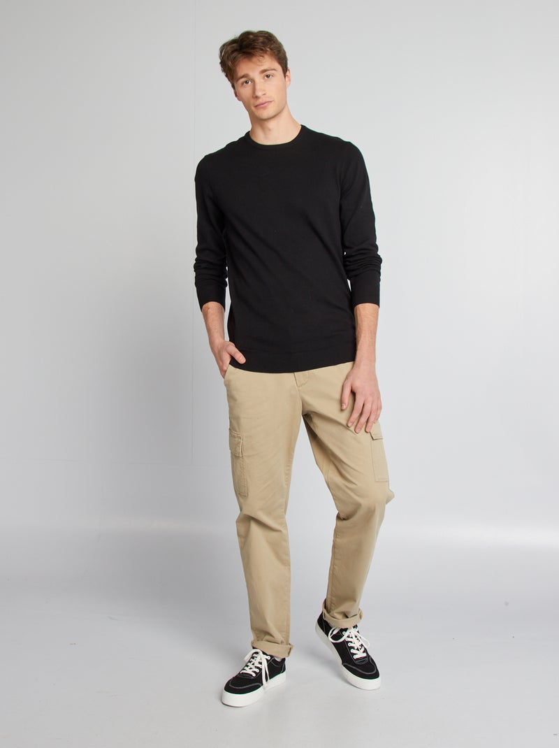 Camisola lisa de gola redonda +1,90 m Preto - Kiabi