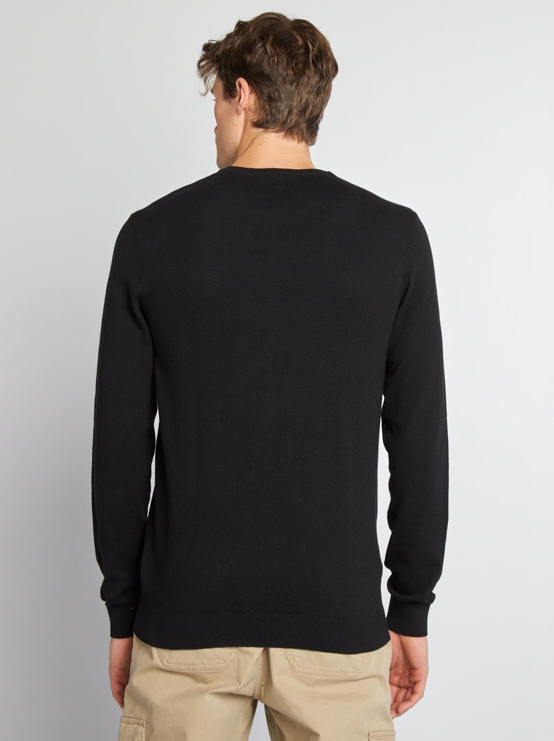 Camisola lisa de gola redonda +1,90 m Preto - Kiabi