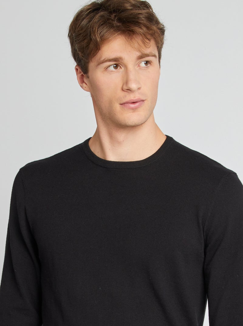 Camisola lisa de gola redonda +1,90 m Preto - Kiabi