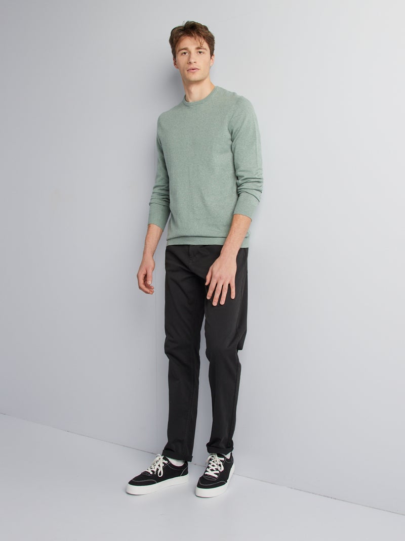 Camisola lisa de gola redonda +1,90 m VERDE - Kiabi