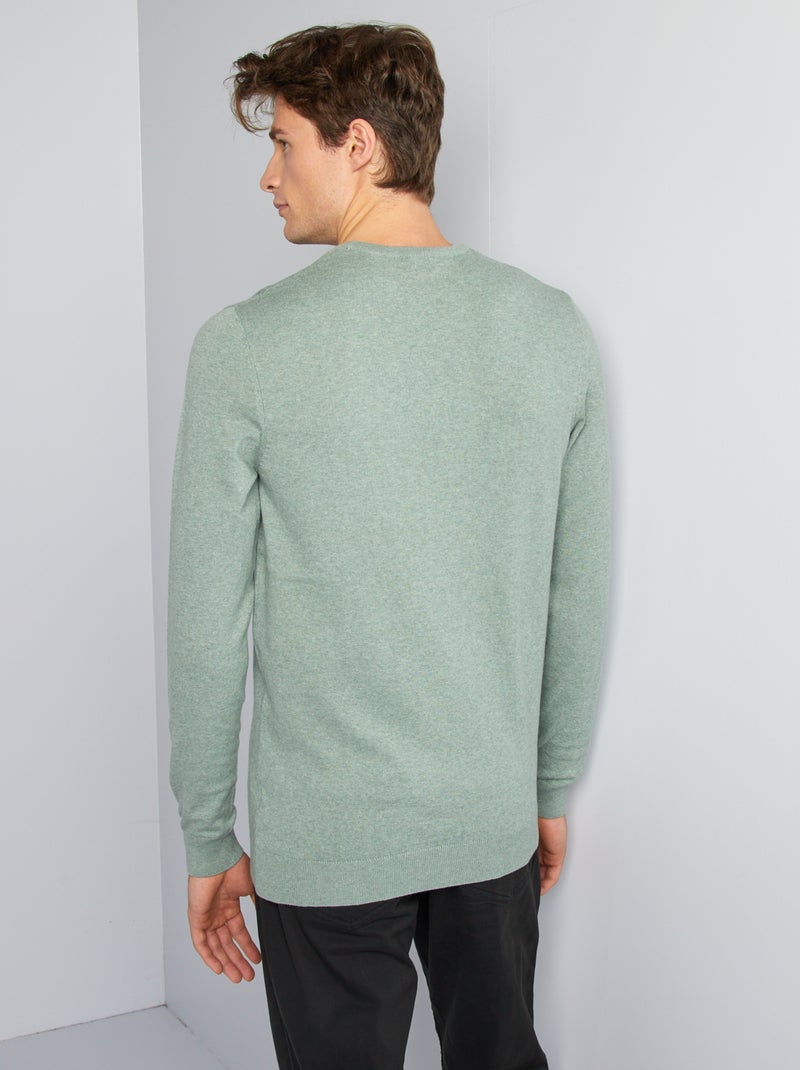 Camisola lisa de gola redonda +1,90 m VERDE - Kiabi