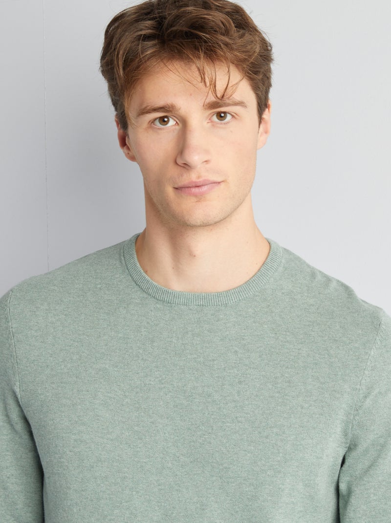Camisola lisa de gola redonda +1,90 m VERDE - Kiabi