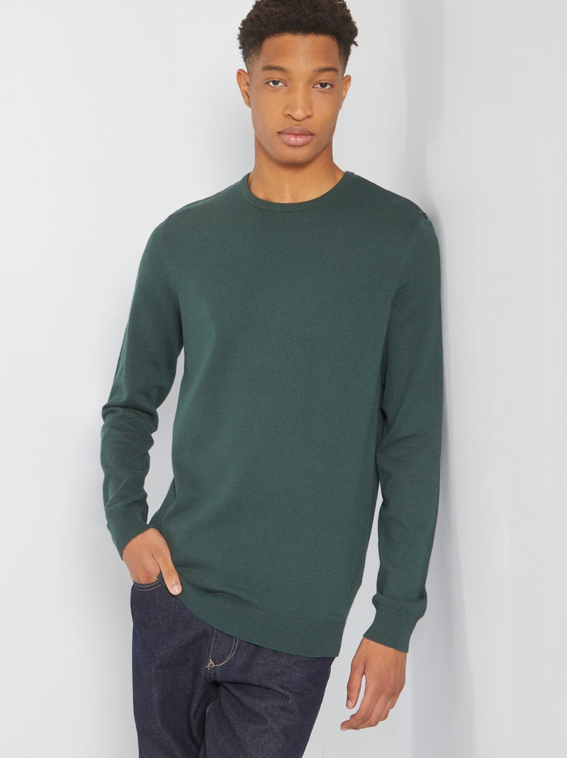 Camisola lisa de gola redonda +1,90 m VERDE - Kiabi