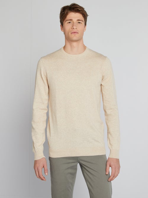 Camisola lisa de gola redonda +1m90 - Kiabi